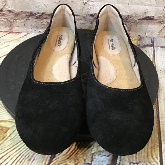 Soft Walk Women's Black Suede Elastic Slip On Closed Toe Comfort Flats Size 5.5 - Picture 2 of 9